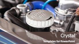  Presentation with motor oil - PPT theme featuring mileage - motor oil cap background and a tawny brown colored foreground