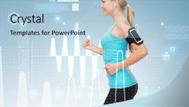  Presentation with healthcare technology - PPT theme consisting of mileage - sport excercise technology internet background and a light blue colored foreground