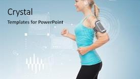  Presentation with healthcare technology - Slide deck enhanced with mileage - sport excercise technology internet background and a light blue colored foreground