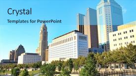  Presentation with pathways - PPT theme having miles - columbus ohio riverfront along background and a  colored foreground