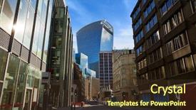  Presentation with london - PPT theme consisting of miles - london financial district street square background and a tawny brown colored foreground