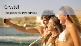  Presentation with footprints in the sand picture - Amazing slide set having miles - picture at the seaside backdrop and a light gray colored foreground