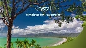  Presentation with port - Beautiful PPT layouts featuring miles - port douglas four mile beach backdrop and a ocean colored foreground