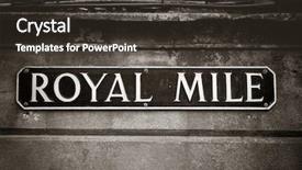  Presentation with highway road sign - Cool new PPT theme with miles - royal mile road sign backdrop and a tawny brown colored foreground