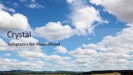  Presentation with plain clear navy blue blue and white cloudy - Audience pleasing theme consisting of heaven shining earth - blue sky with fluffy white backdrop and a  colored foreground