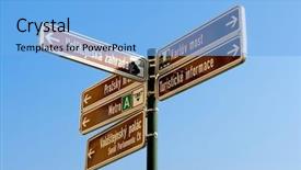  Presentation with two way street sign - Cool new presentation theme with milestone road - information street sign in prague backdrop and a light blue colored foreground