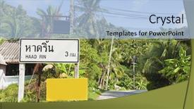  Presentation with 3d signpost - Slide deck featuring milestone road - signpost to haad rin koh background and a  colored foreground