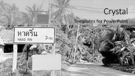  Presentation with 3d signpost - Audience pleasing PPT theme consisting of milestone road - signpost to haad rin koh backdrop and a  colored foreground