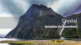  Presentation with grass waterfall - PPT theme with milford-sound-fjord-shore-overgrown background and a tawny brown colored foreground