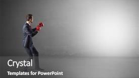  Presentation with pink boxing gloves - Slide deck consisting of milit - businessman fighting with boxing gloves background and a gray colored foreground