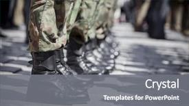  Presentation with army - Cool new presentation design with military - army parade - boots close-up backdrop and a gray colored foreground