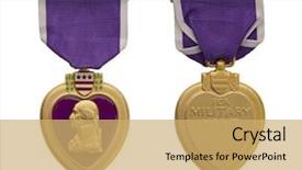  Presentation with purple heart - Slide deck with military - front and back background and a yellow colored foreground