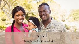  Presentation with military family - Theme featuring military - happy family posing together background and a coral colored foreground