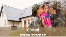  Presentation with soldiers - Theme with military - happy parents in soldiers uniform background and a coral colored foreground