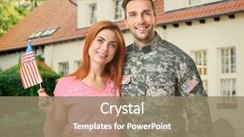  Presentation with wife - Cool new PPT layouts with military - happy soldier with wife outdoor backdrop and a coral colored foreground
