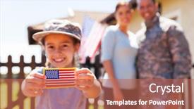  Presentation with parents - Presentation having military - little girl holding american flag background and a coral colored foreground