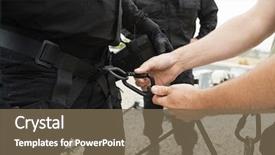  Presentation with commando - Slides featuring partner military - man's hand fixing harness background and a  colored foreground