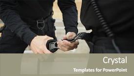  Presentation with commando - Presentation theme having partner military - man's hand fixing rope background and a  colored foreground