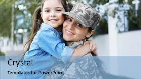  Presentation with daughter mother - Presentation design featuring military - mother in army uniform background and a light blue colored foreground