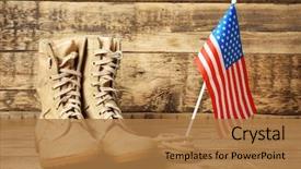  Presentation with combat boots - Slides featuring military - pair of combat boots background and a coral colored foreground