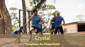  Presentation with obstacle course - Slide set having military - people receiving tire obstacle course background and a coral colored foreground