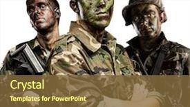  Presentation with soldiers - Theme enhanced with military - portrait of soldiers group background and a tawny brown colored foreground