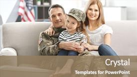  Presentation with military family - Cool new presentation theme with military - soldier in camouflage and his backdrop and a coral colored foreground