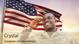  Presentation with usa flag - Slides with military - soldier in front of usa background and a lemonade colored foreground