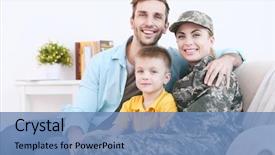  Presentation with military family - Slide deck consisting of military - soldier reunited with her family background and a teal colored foreground