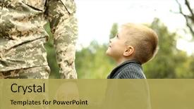  Presentation with family day - Amazing PPT layouts having military - soldier reunited with his family backdrop and a yellow colored foreground