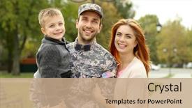  Presentation with military family - Amazing theme having military - soldier reunited with his family backdrop and a coral colored foreground