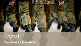  Presentation with soldiers - Amazing theme having military - soldiers march in formation motion backdrop and a coral colored foreground