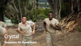  Presentation with boot camp - Colorful presentation enhanced with military - soldiers running in boot camp backdrop and a coral colored foreground