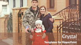  Presentation with military family - Colorful slides enhanced with military - usa soldier with his family backdrop and a tawny brown colored foreground