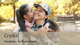  Presentation with daughter - Presentation theme consisting of military - woman in army uniform background and a coral colored foreground