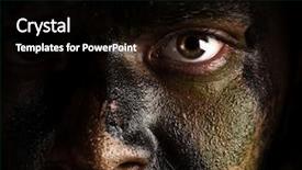  Presentation with jungle - Amazing slide deck having military - young soldier face with jungle backdrop and a wine colored foreground