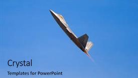  Presentation with fighter jet - Audience pleasing PPT theme consisting of military aircraft - f-22 raptor fighter jet backdrop and a light blue colored foreground