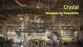  Presentation with aerospace - Beautiful slide set featuring military aircraft - inside aerospace manufacturing plant backdrop and a tawny brown colored foreground