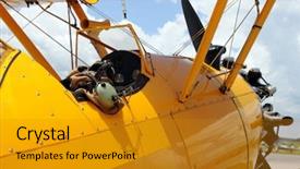  Presentation with airplane pilot - Amazing presentation design having military aircraft - vintage airplane detail showing cockpit backdrop and a gold colored foreground