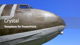  Presentation with military transport - PPT layouts having military aircraft - ww ii transport airplane nose background and a tawny brown colored foreground