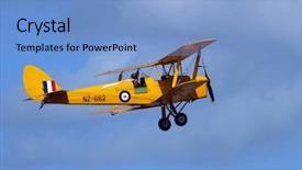  Presentation with moth - Presentation theme featuring military aircraft - yellow tiger moth showing pilot background and a light blue colored foreground