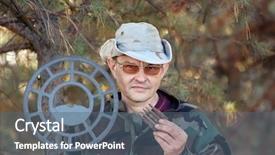  Presentation with metal detector - Amazing theme having military archeology man with metal backdrop and a gray colored foreground