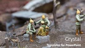  Presentation with military - Slide deck enhanced with military-at-a-halt-near background and a gray colored foreground