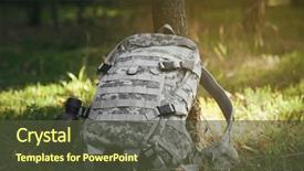  Presentation with canteen - PPT theme with military bag and canteen background and a tawny brown colored foreground