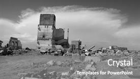  Presentation with central asia - Amazing PPT theme having military base in central asia backdrop and a gray colored foreground