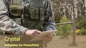  Presentation with using digital tablet - Amazing slides having military boots - digital composite of soldier man backdrop and a tawny brown colored foreground