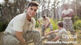  Presentation with boot camp - Amazing slide set having military boots - portrait of soldier tying his backdrop and a coral colored foreground