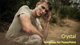  Presentation with boot camp - Cool new slide set with military boots - portrait of soldier with hand backdrop and a tawny brown colored foreground