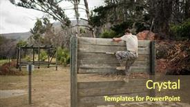  Presentation with boot camp - Cool new PPT theme with military boots - rear view of soldier climbing backdrop and a violet colored foreground