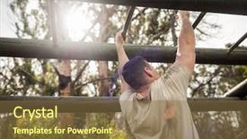  Presentation with boot camp - Audience pleasing presentation consisting of military boots - soldier climbing monkey bars backdrop and a tawny brown colored foreground